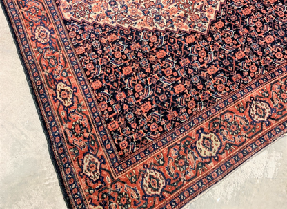 4'10"x7' Antique Pre-1900 Hand-knotted Geometric Kurdish Seneh Area Rug