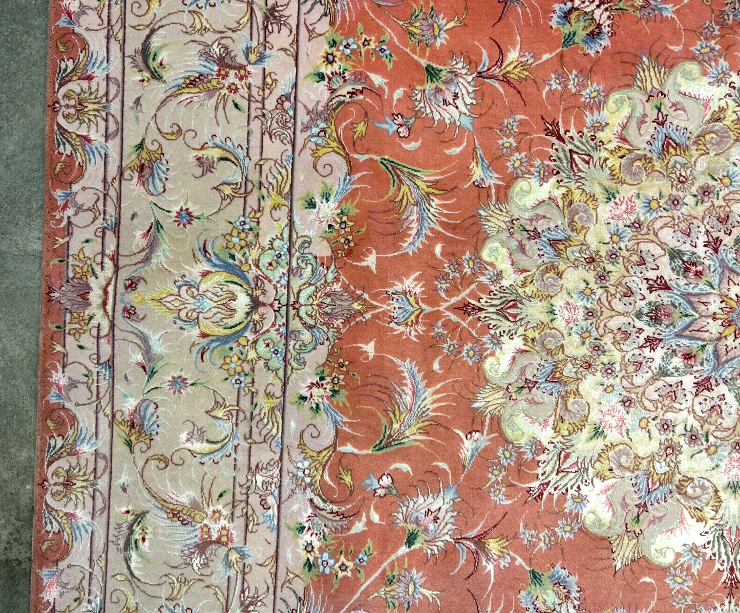 6'7"x9'9" Fine Hand-Knotted Wool & Silk Blend Tabrize Carpet - Area Rug