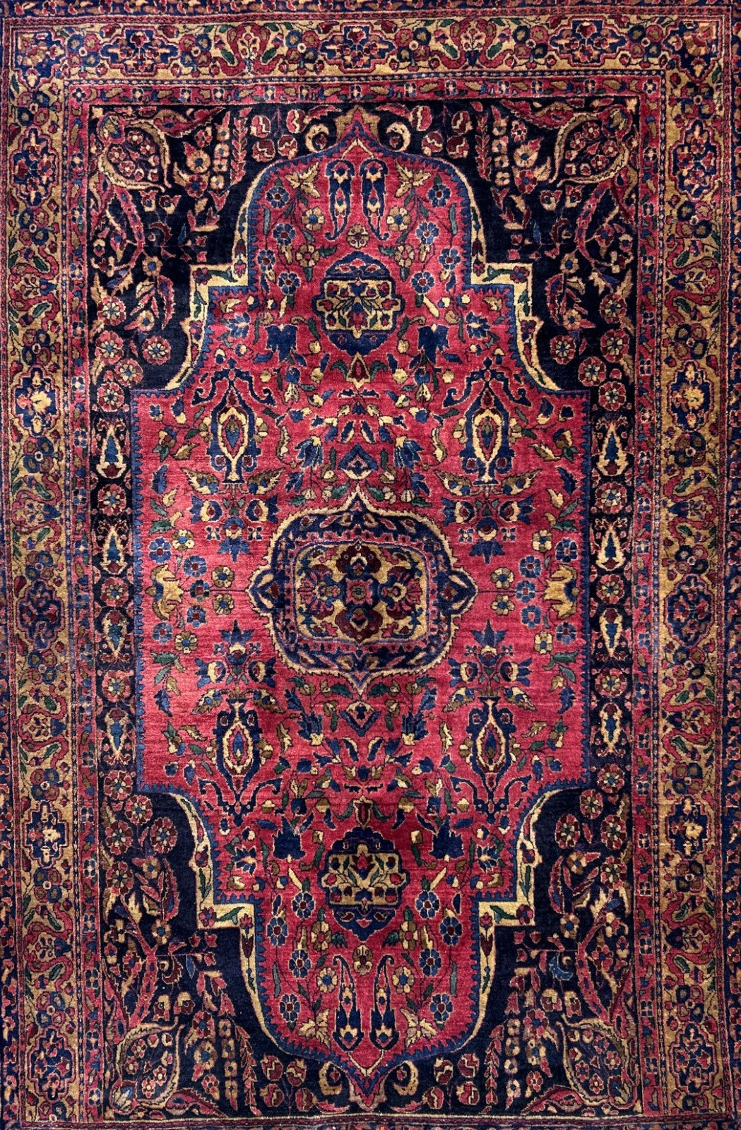 4'5"x6'6" Rare Antique Hand-Knotted 100% Wool Pile Sarouke Area Rug - Carpet