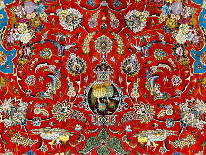 Collector Item - 10'9"x14'8" Hand-Knotted Wool & Silk Tabrize Area Rug