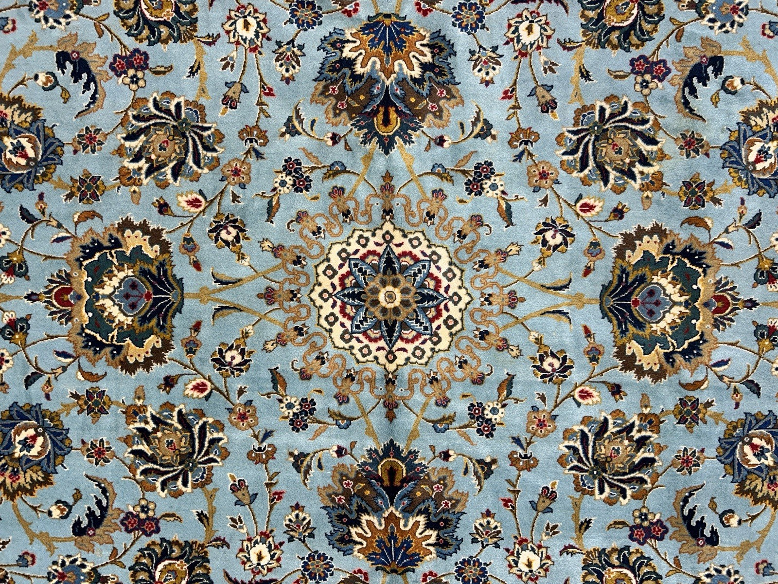 10’8”x14’2” Very Fine Hand-Knotted 100% Wool Pile Kashane Area Rug - Signed