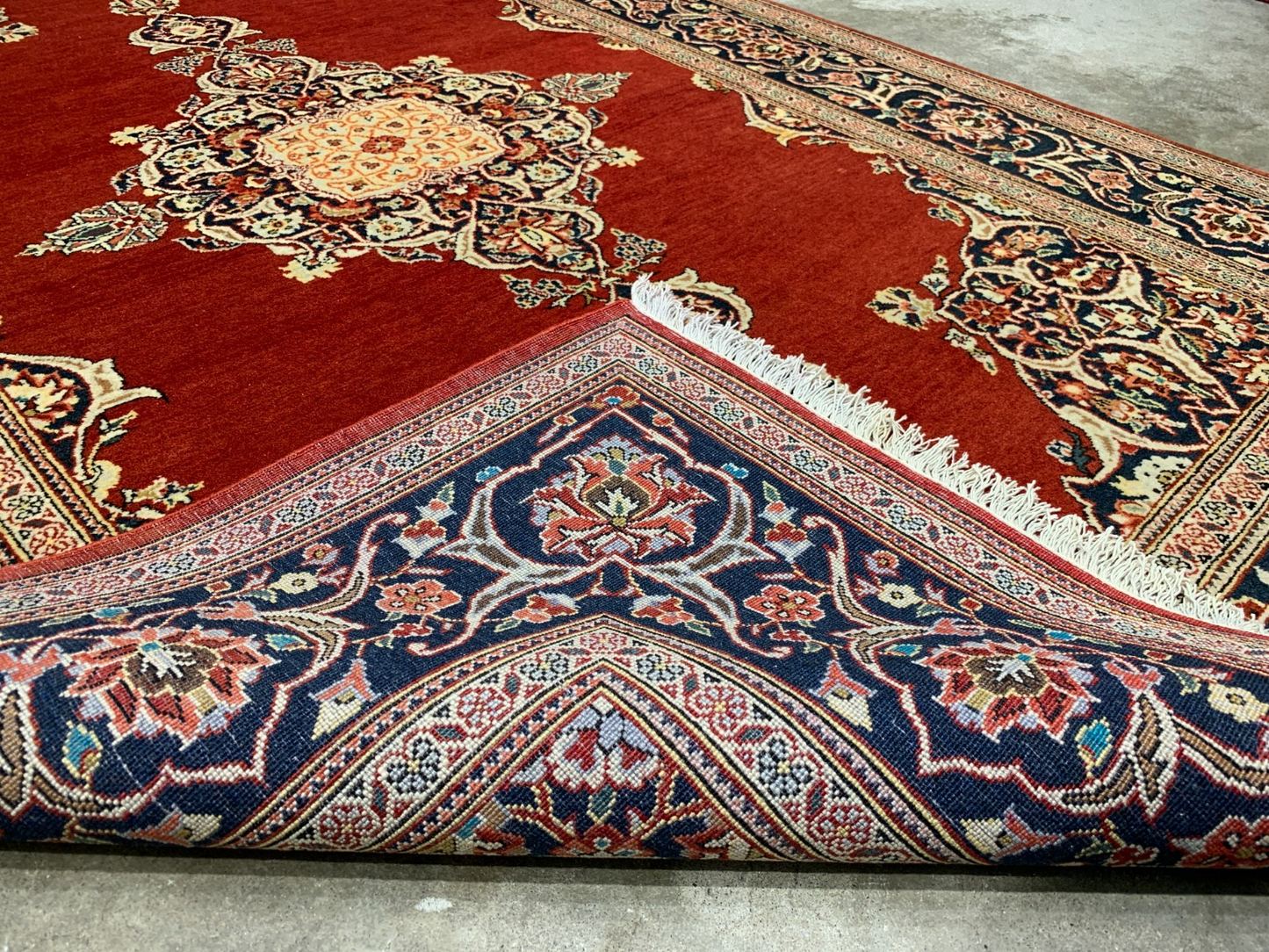 Collector Item - 4'7"x6'9" Antique Hand-Knotted Fine Wool Pile Kashane Rug