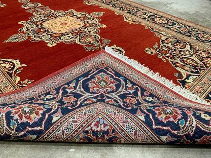 Collector Item - 4'7"x6'9" Antique Hand-Knotted Fine Wool Pile Kashane Rug