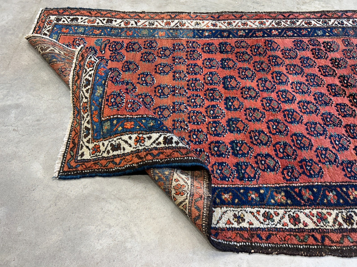 3'9"x5'9" Antique Hand-Knotted 100% Wool Pile Hamadane Area Rug - Carpet