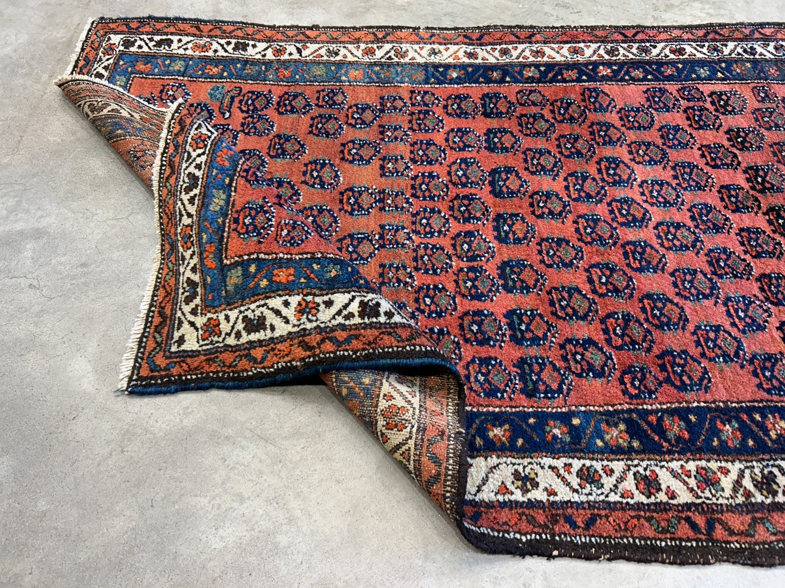 3'9"x5'9" Antique Hand-Knotted 100% Wool Pile Hamadane Area Rug - Carpet