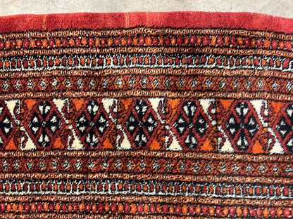 4'2"x6' Hand-Knotted 100% Wool Bokhara Area Rug - Carpet