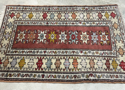 3'x5' Antique Hand-Knotted 100% Wool Pile Caucasian Area Rug - Carpet