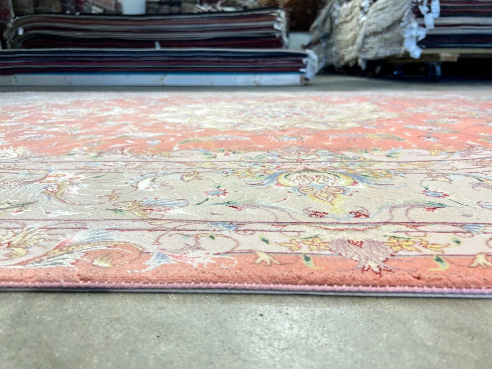 6'7"x9'9" Fine Hand-Knotted Wool & Silk Blend Tabrize Carpet - Area Rug