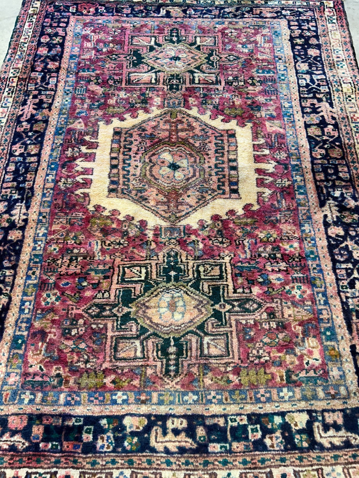 3'8"x4'10" Hand-Knotted 100% Wool Pile Herize Area Rug - Carpet