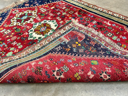 3'11"x4'7" Hand-Knotted 100% Wool Pile Ghashghaei Area Rug - Carpet