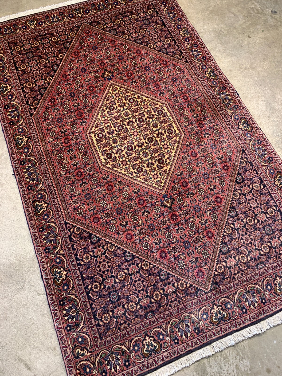 3'8"x6'1" Hand-Knotted 100% Wool Pile Bijare Carpet - Area Rug