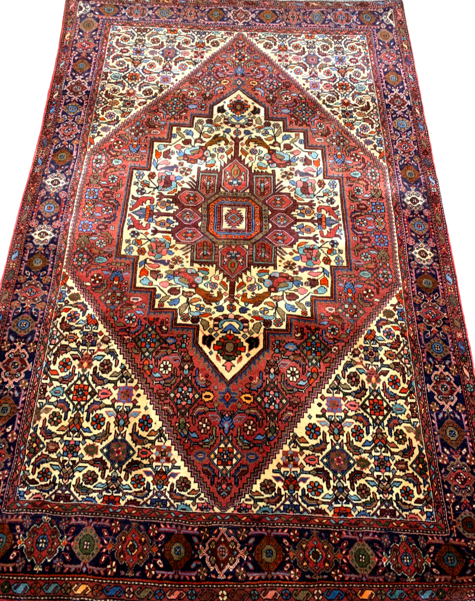 4'3"x6'6" Hand-Knotted 100% Wool Pile Bijare Gholtoghe Carpet - Area Rug