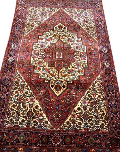 4'3"x6'6" Hand-Knotted 100% Wool Pile Bijare Gholtoghe Carpet - Area Rug