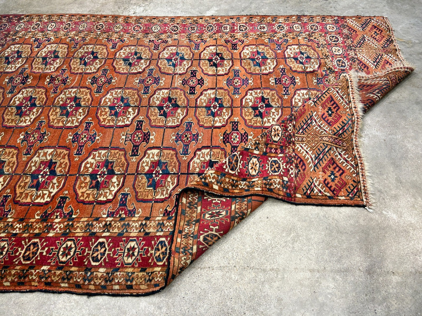 3'10"x6' Antique Hand-Knotted 100% Wool Pile Turkman Bokhara Rug