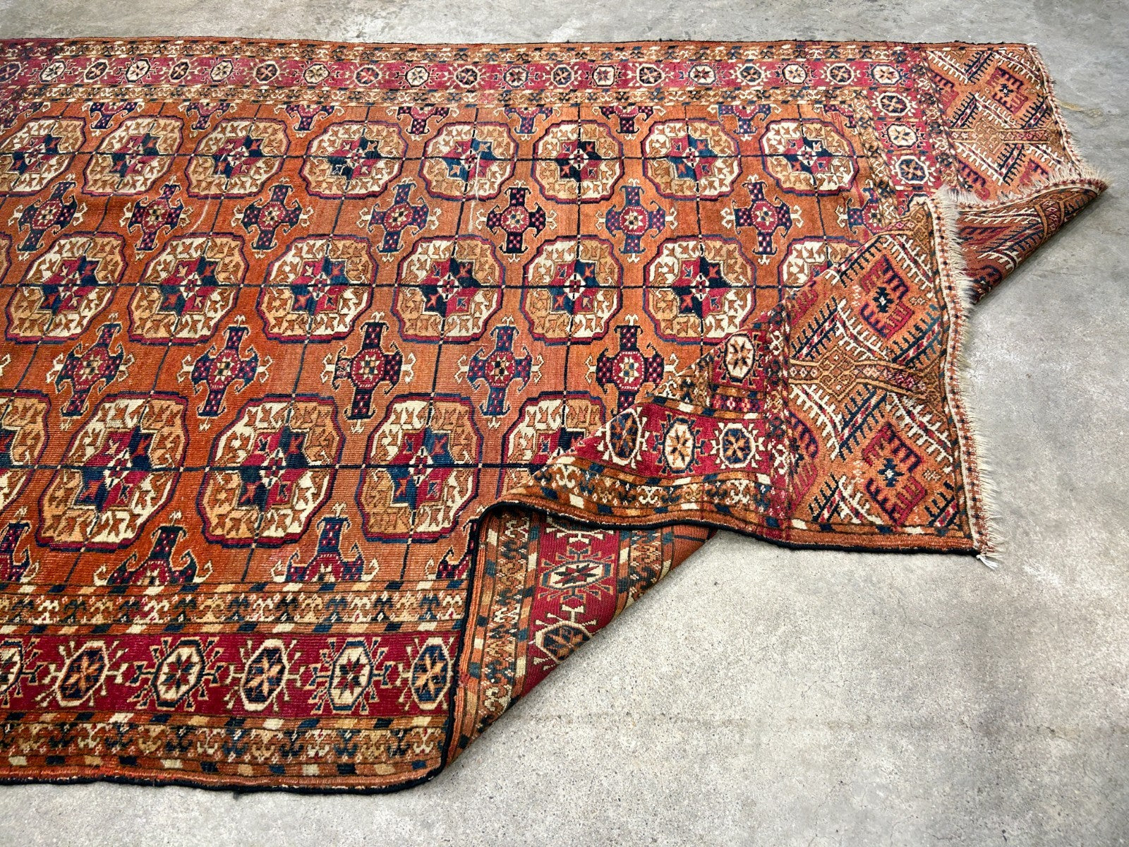 3'10"x6' Antique Hand-Knotted 100% Wool Pile Turkman Bokhara Rug