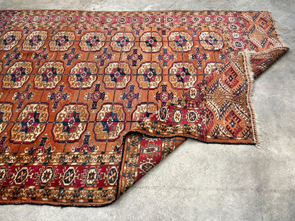 3'10"x6' Antique Hand-Knotted 100% Wool Pile Turkman Bokhara Rug