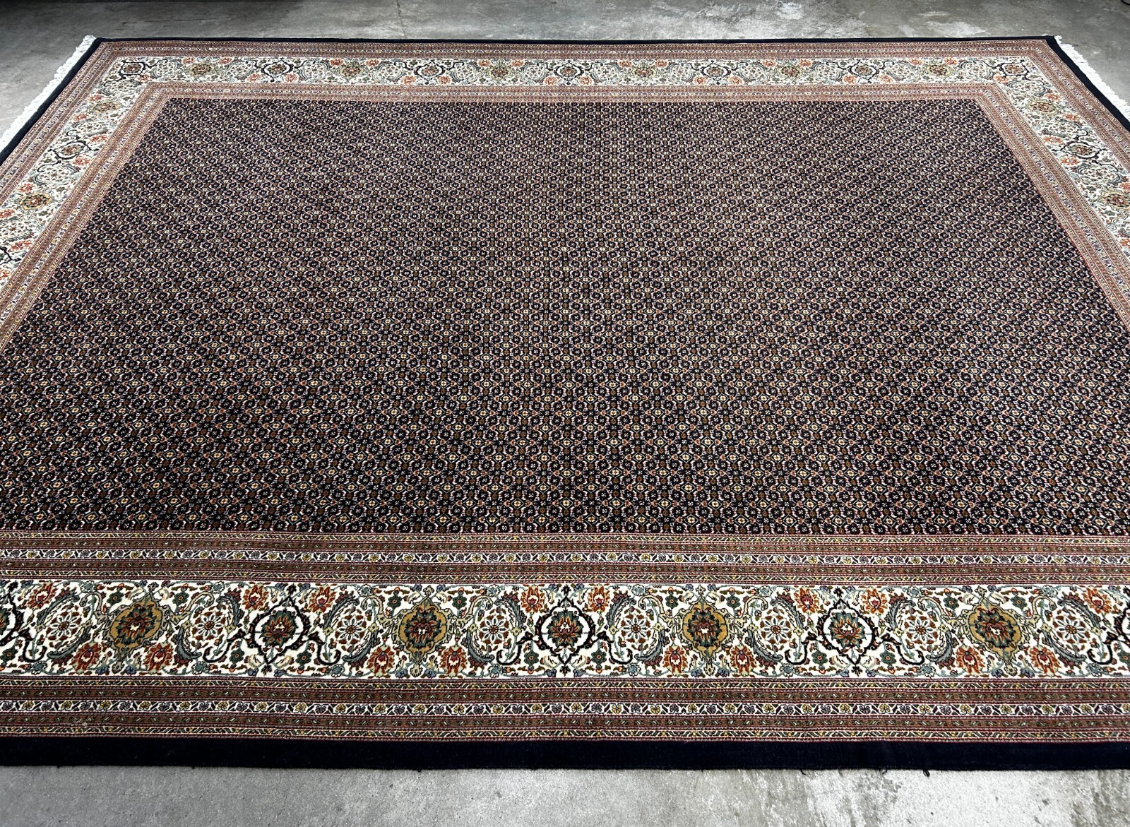 8'4"x11'2" Fine Hand-Knotted 100% Wool Pile Tabrize Fish Style Rug - Carpet