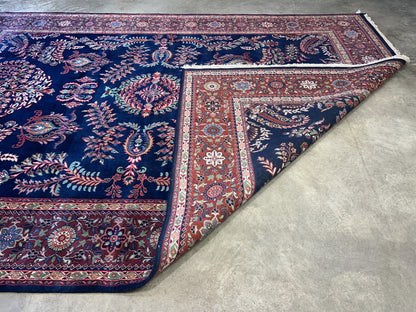 8'9"x12'1" Hand-Knotted 100% Wool Pile IndoSarouke Rug