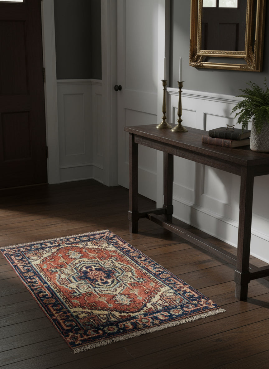 2'x3' Hand-Knotted 100% Wool Herize Design Carpet - Area Rug