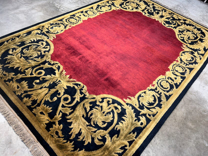 5'11"x8'8'' Hand-Knotted 100% Lamb Wool Pile Tibetan Area Rug - Area Carpet