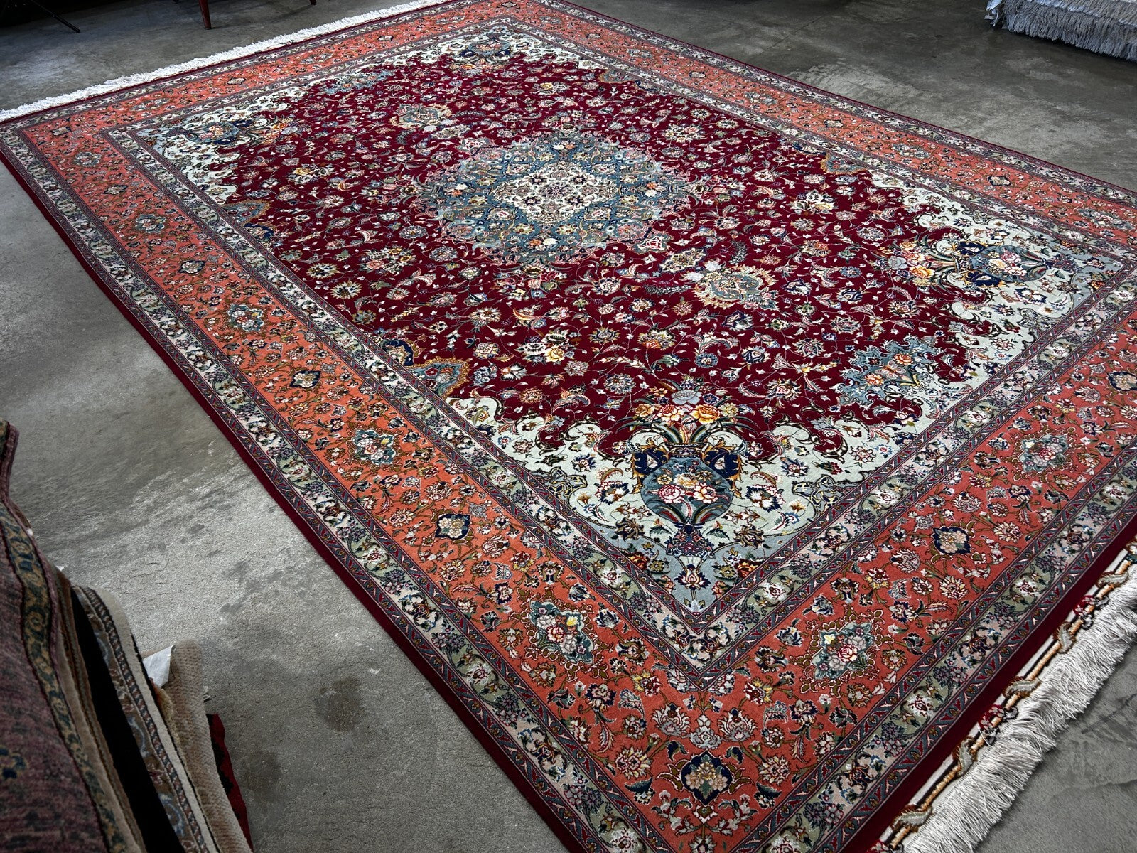 8'x11'7" Extra-Fine 70 Line Silk Foundation Hand-Knotted Wool & Silk Tabrize Rug