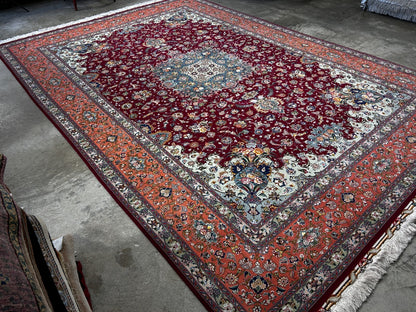 8'x11'7" Extra-Fine 70 Line Silk Foundation Hand-Knotted Wool & Silk Tabrize Rug