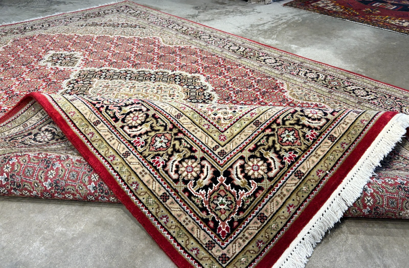 6'1"x8'9" Hand-Knotted 100% Wool Pile Tabrize Design Carpet - Area Rug