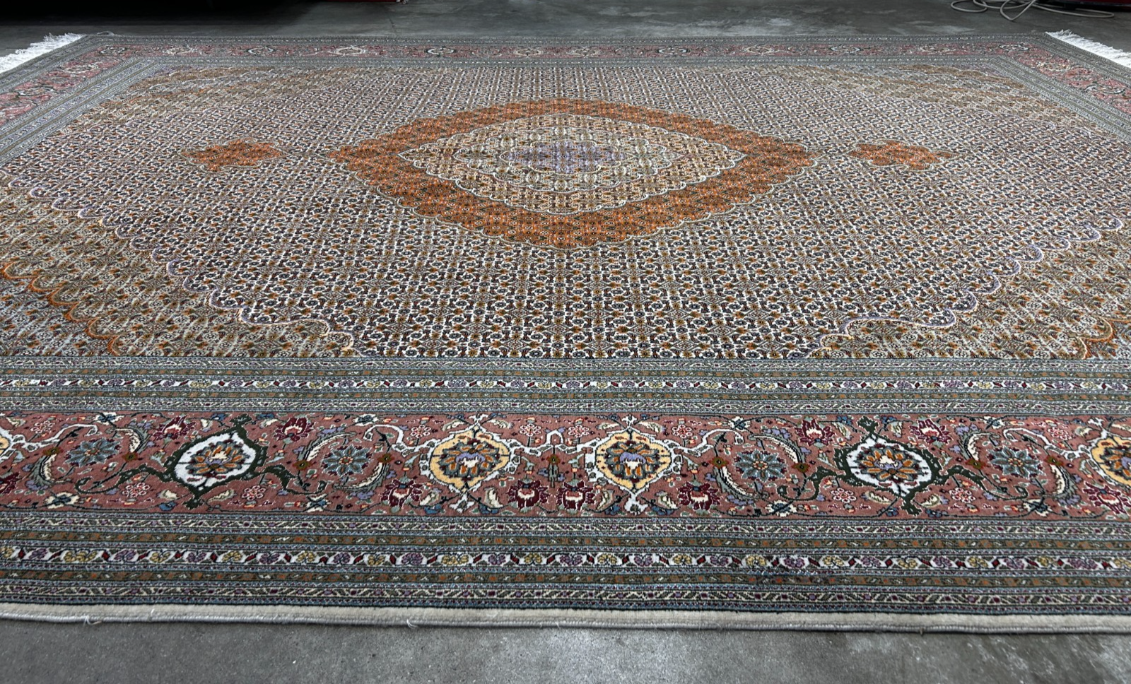 8'4"x11' Hand-Knotted Silk & Wool Tabrize Fish Style  Rug - Carpet