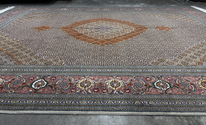 8'4"x11' Hand-Knotted Silk & Wool Tabrize Fish Style  Rug - Carpet