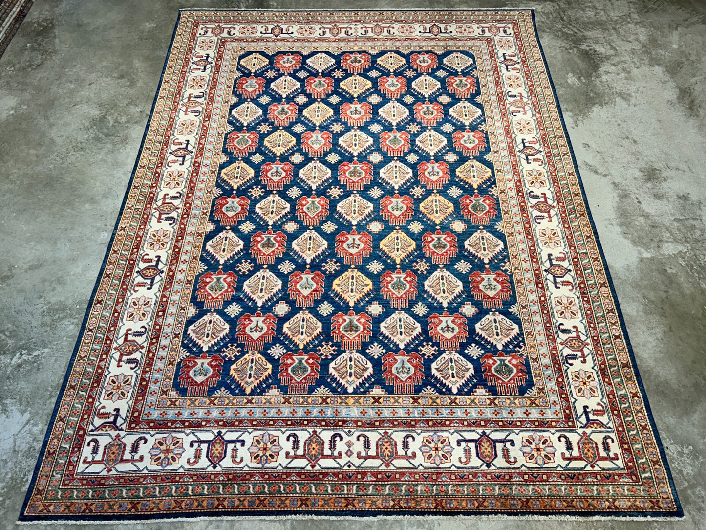 8'9"x11'11" Hand-Knotted 100% Wool Pile Kazak Design Carpet - Area Rug
