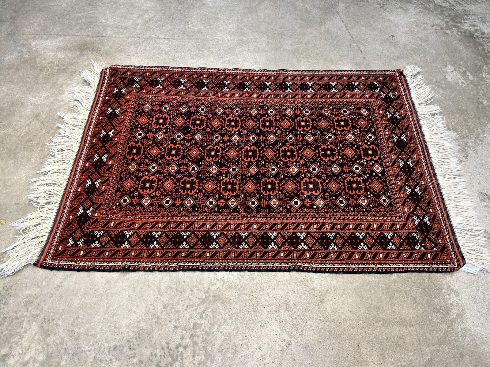 3'2"x4'6" Hand-Knotted 100% Wool Pile Afghan Area Rug