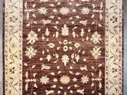 6'7"x9'5" Hand-Knotted 100% Wool Pile Pishawar Oushak Carpet - Area Rug