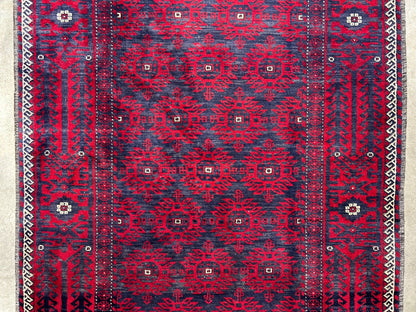 3'8"x6'7" Hand-Knotted 100% Wool Pile Balouchi Area Rug - Carpet