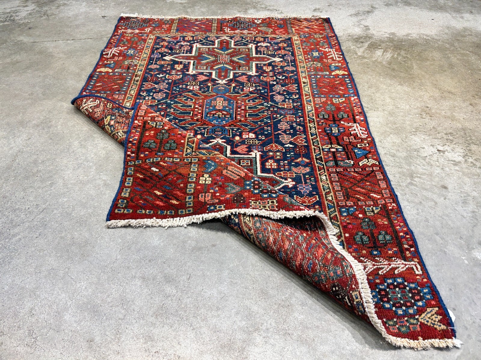 3'x4'6" Antique Hand-Knotted 100% Wool Pile Karaja Rug