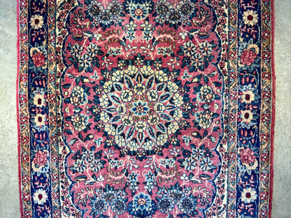 3'x5'1" Antique Hand-Knotted 100% Wool Pile Ravare Kermane Rug