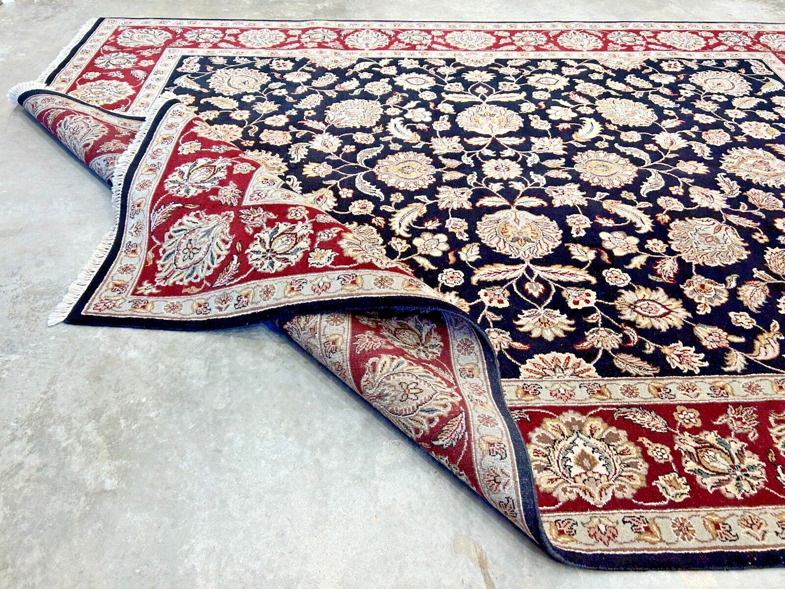 9' x 12' Hand-Knotted 100% Wool Carpet - Indian Agra Area Rug