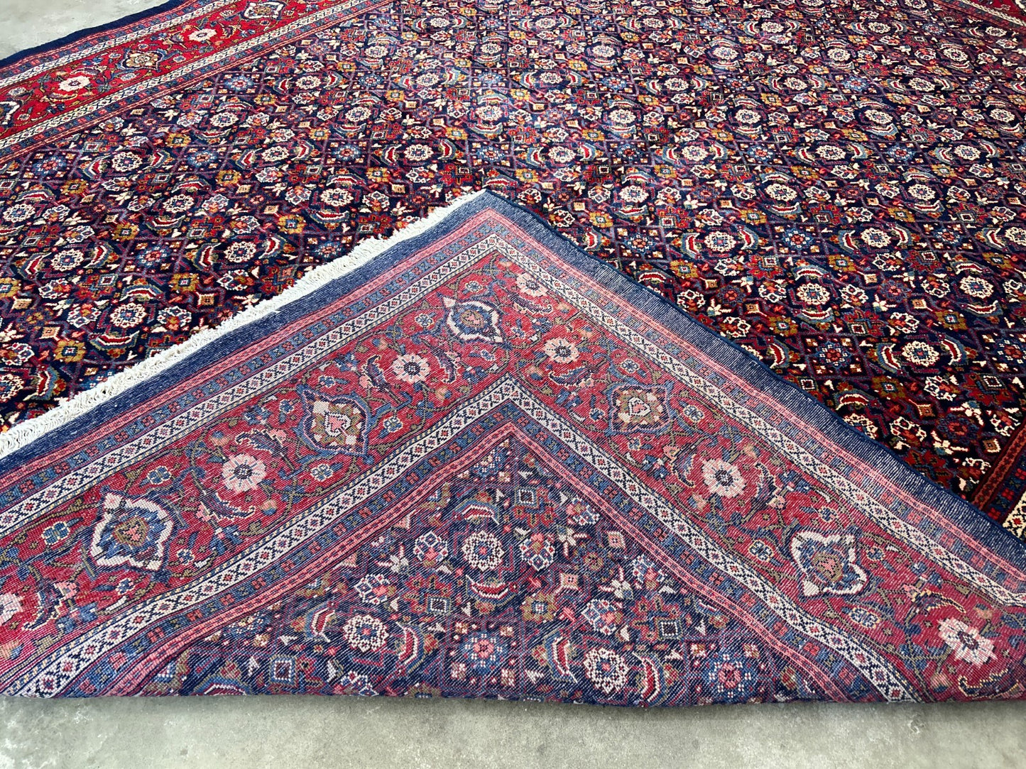 10'5"x14' Hand-Knotted 100% Wool Pile All-over Herati Rug