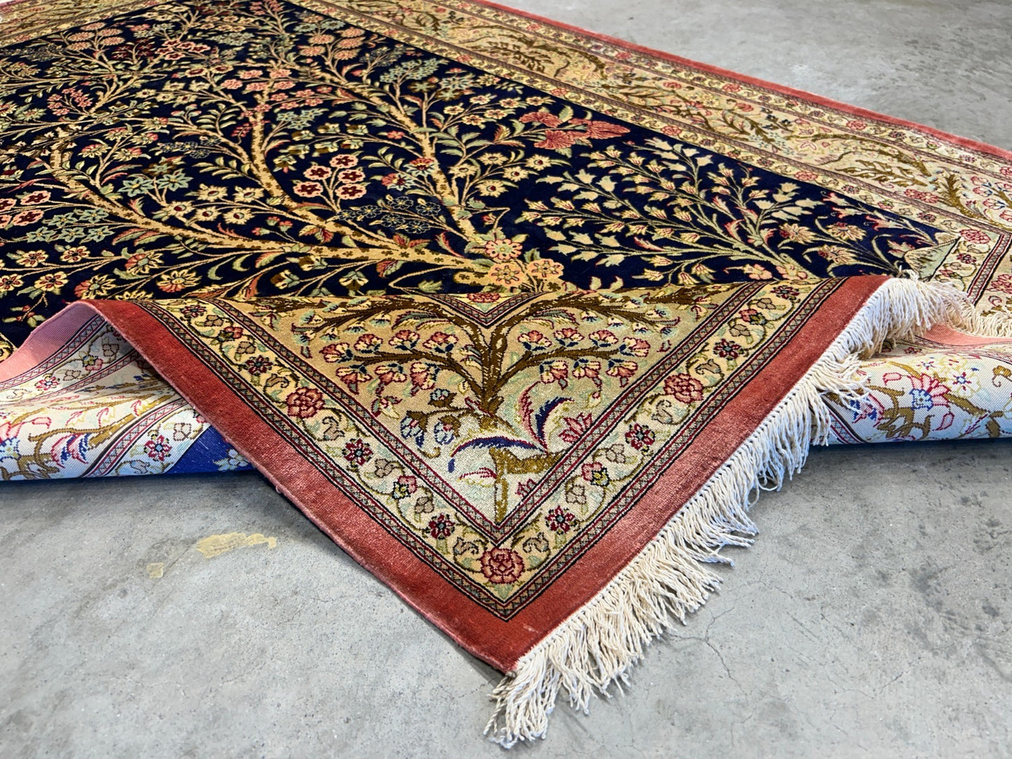 3'3"x4'11" Exquisite Extra-Fine Hand-Knotted 100% Silk Tree of Life Area Rug