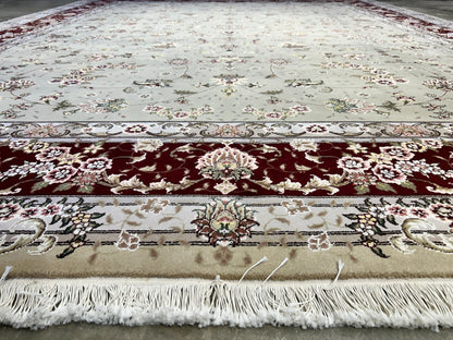 9'x12' Hand-Knotted Wool & Silk Pile Sinopersian Carpet - Area Rug
