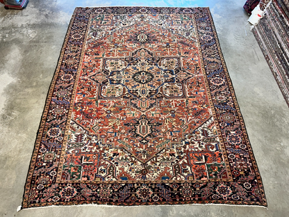 8'6"x11'6" Hand-Knotted 100% Wool Pile Herize Rug