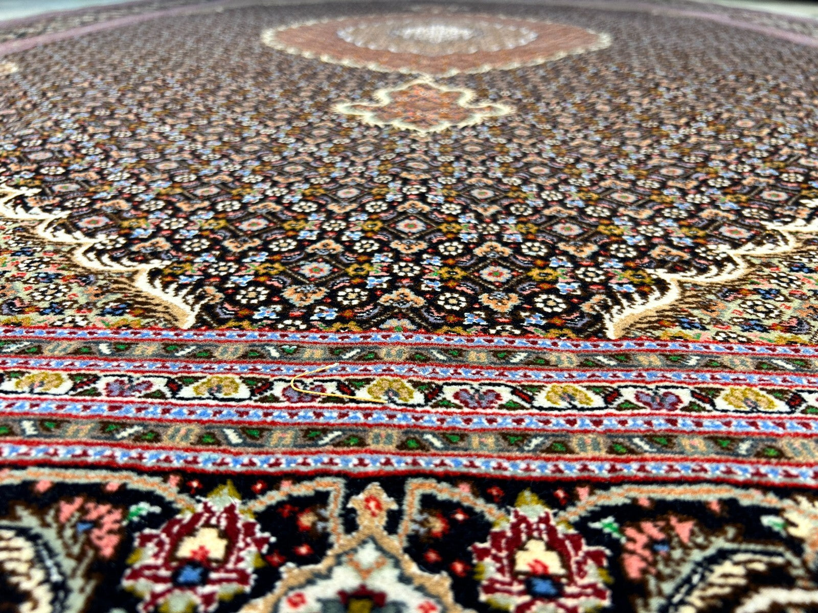 6'7"x9'9" Fine Hand-Knotted Wool & Silk Blend Tabrize Mahi Area Rug