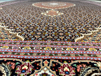 6'7"x9'9" Fine Hand-Knotted Wool & Silk Blend Tabrize Mahi Area Rug