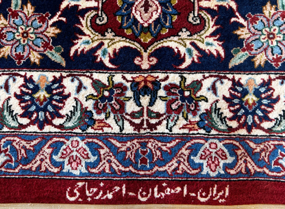 8'1"x11'9" Extra Fine Hand-Knotted Wool & Silk Isfahane Rug