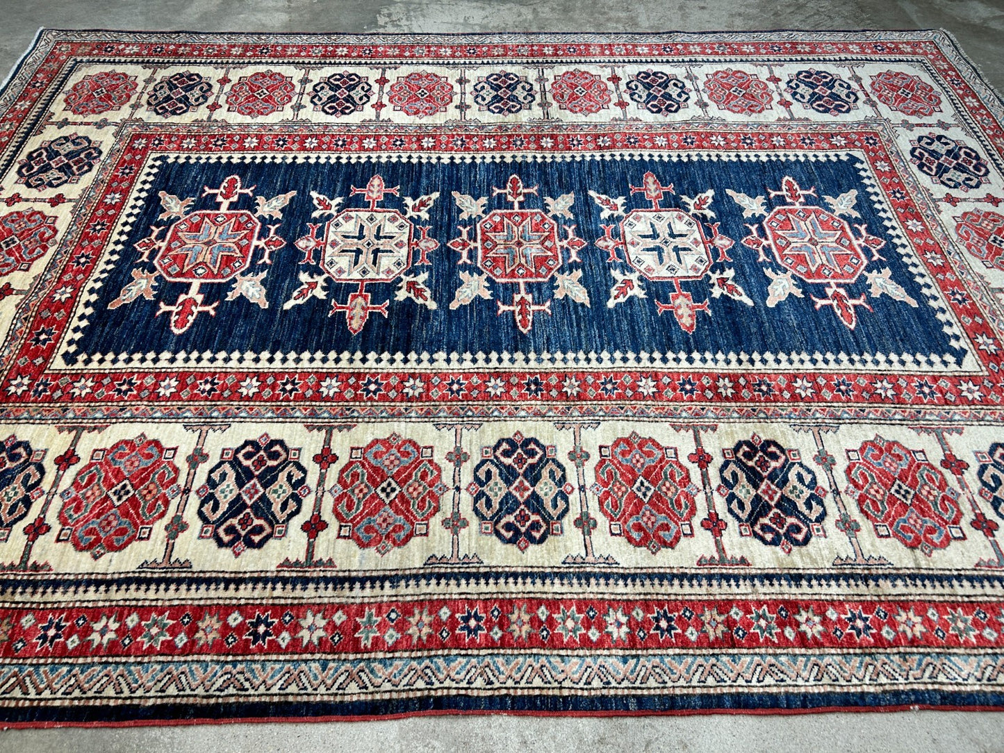 5'9"x8' Hand-Knotted 100% Wool Carpet - Kazak Area Rug