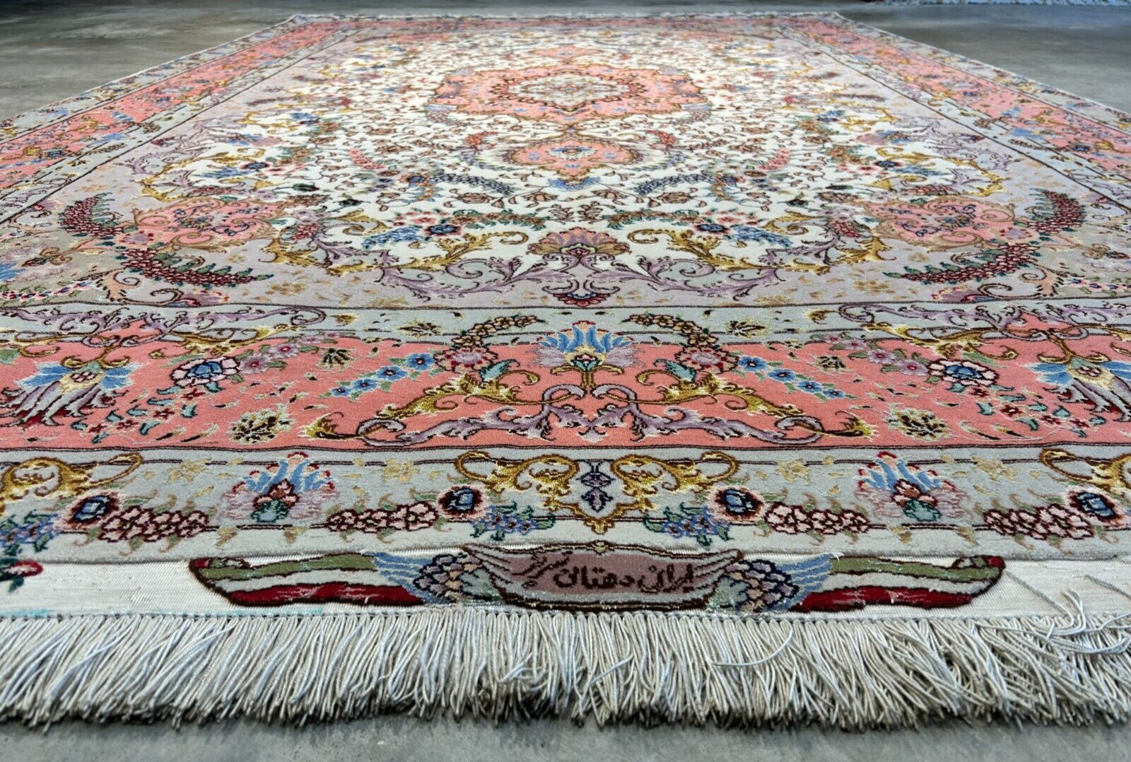 6'8"x10'3" Extra-Fine Signed Hand-Knotted Wool & Silk Tabrize Rug - Area Carpet