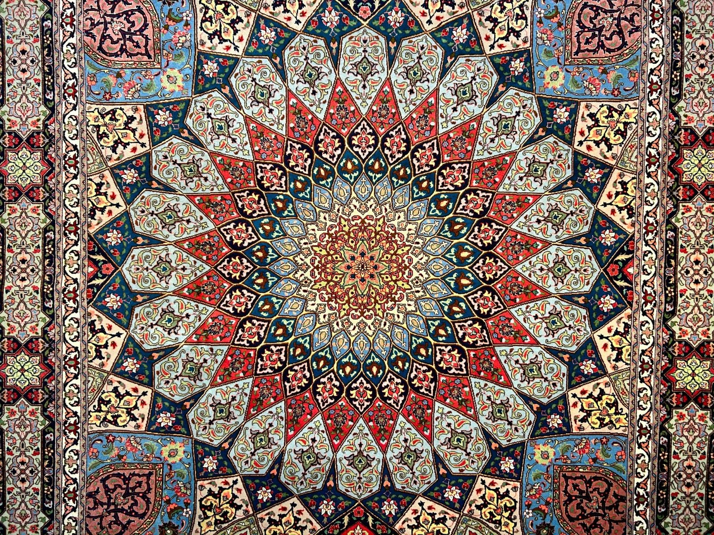 6'8"x10'7" Fine Hand-Knotted Wool & Silk Blend Tabrize Carpet - Area Rug