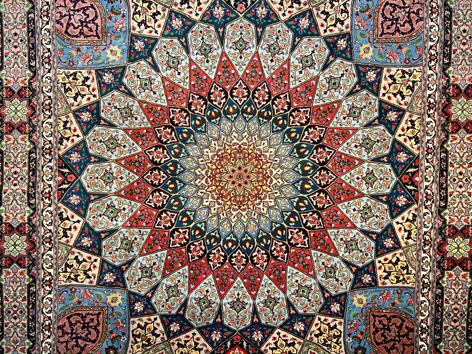 6'8"x10'7" Fine Hand-Knotted Wool & Silk Blend Tabrize Carpet - Area Rug