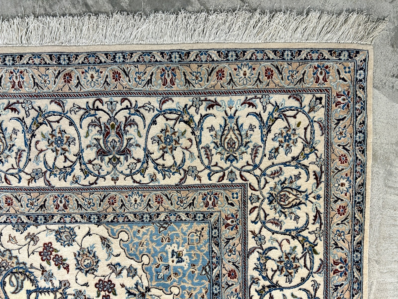 6'9"x10'7" Extremely Fine Hand-Knotted Wool & Silk Blend Naine Carpet - Area Rug