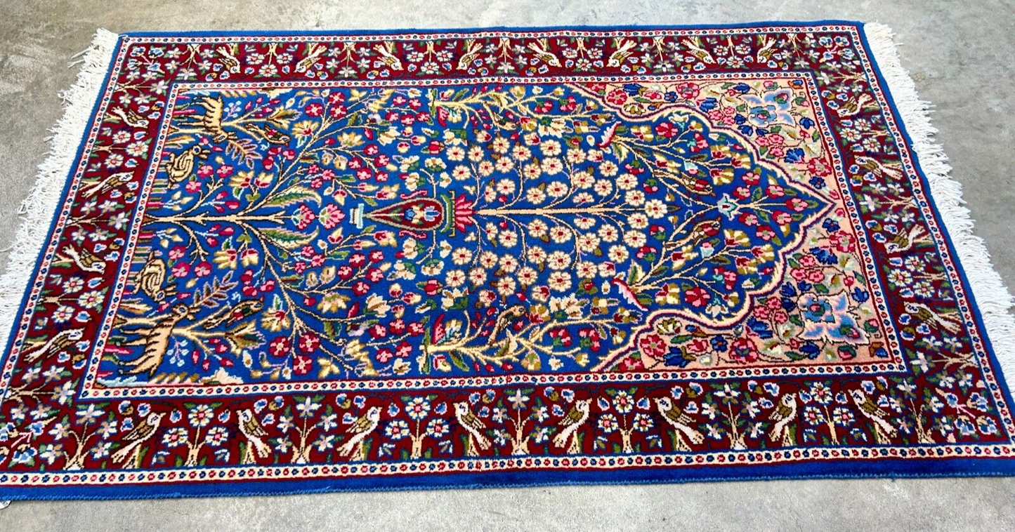 3'x4'9" Hand-Knotted 100% Wool Pile Tree of Life Carpet - Kermane Area Rug