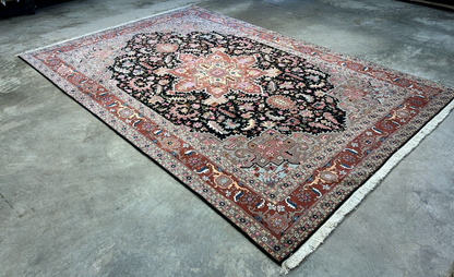 6'6"x9'6" Fine Hand-Knotted Wool & Silk Blend Tabrize Herize Carpet - Area Rug